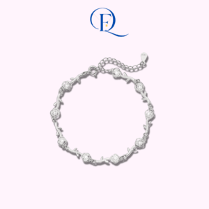Vòng tay bạc nữ cao cấp Em Đẹp Jewelry hoa hồng cành lá nối tiếp – Lắc tay bạc nữ đẹp S925 EDJ-LT0503