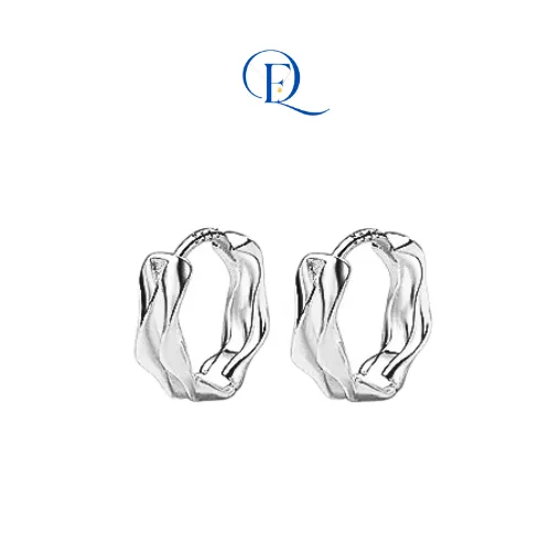 Bông Tai Bạc S925 Tròn Xoắn Đôi Tối Giản