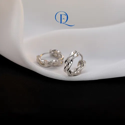 Bông Tai Bạc Tròn Xoắn Đôi