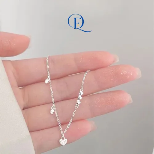 Lắc Tay Bạc Nữ Gắn Đá Tim Cao Cấp – Thiết Kế Nhỏ Xinh