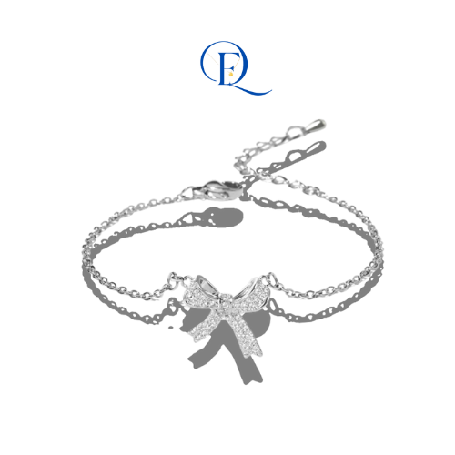 Vòng Tay Nữ Bạc Bow Silver Bracelet 2030 – Vòng Tay Bạc Nữ Cao Cấp Charm Nơ Đính Đá Sang Trọng