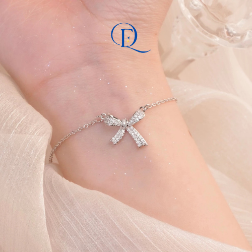 Vòng Tay Nữ Bạc Bow Silver Bracelet 2030 – Vòng Tay Bạc Nữ Cao Cấp Charm Nơ Đính Đá