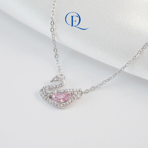 Dây Chuyền Thiên Nga Bạc Crystal Swan Necklace Silver 6042 – Dây Chuyền Bạc Nữ Cao Cấp Đính Đá Zirconia
