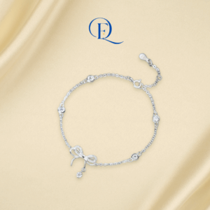 Vòng tay bạc nữ S925 mặt nơ đính đá lấp lánh – Lắc tay bạc cao cấp Loynie Jewelry, vòng tay bạc Ý 925 LT13
