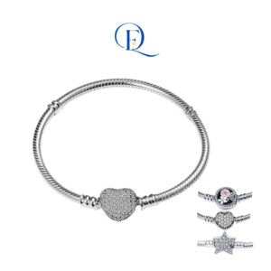 Lắc tay bạc nữ 925 charm trái tim – mẫu vòng tay bạc đẹp