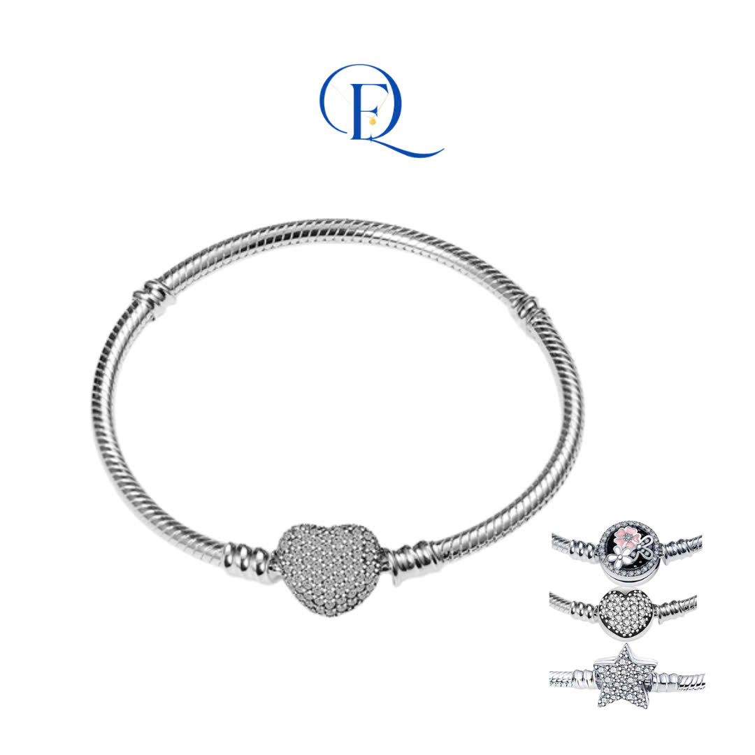 Lắc tay bạc nữ 925 charm trái tim – mẫu vòng tay bạc đẹp